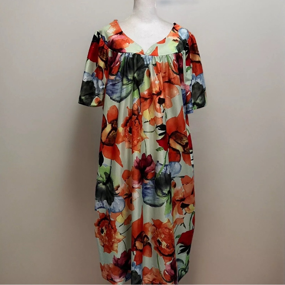 Vintage Mu-Mu Dress Floral Print by Anthony Richard Size 2X